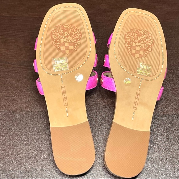 Vince Camuto Women's Studded Slip On Slide Sandal Vazista Pop Pink Pop Gloss New - Picture 11 of 16